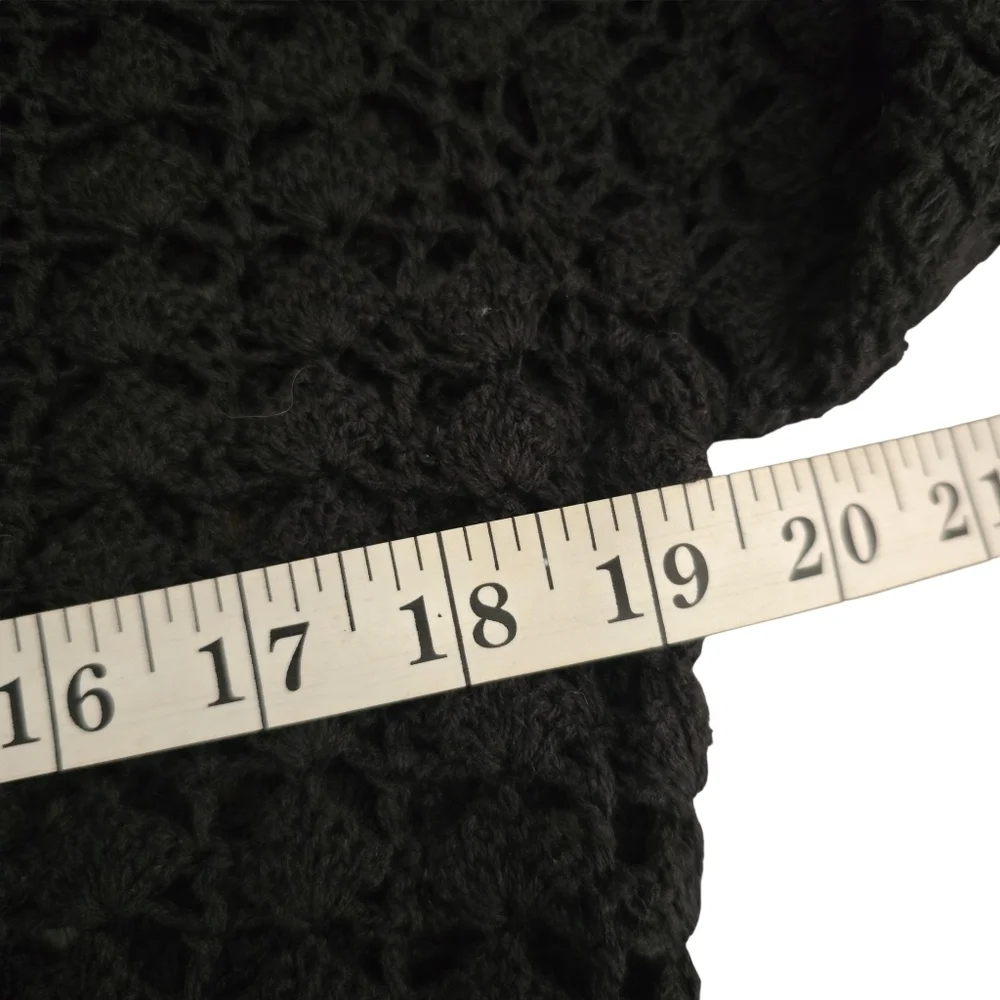 Black Crochet Lace Cardigan Open Knit Boho Whimsigoth V-Neck Button Front